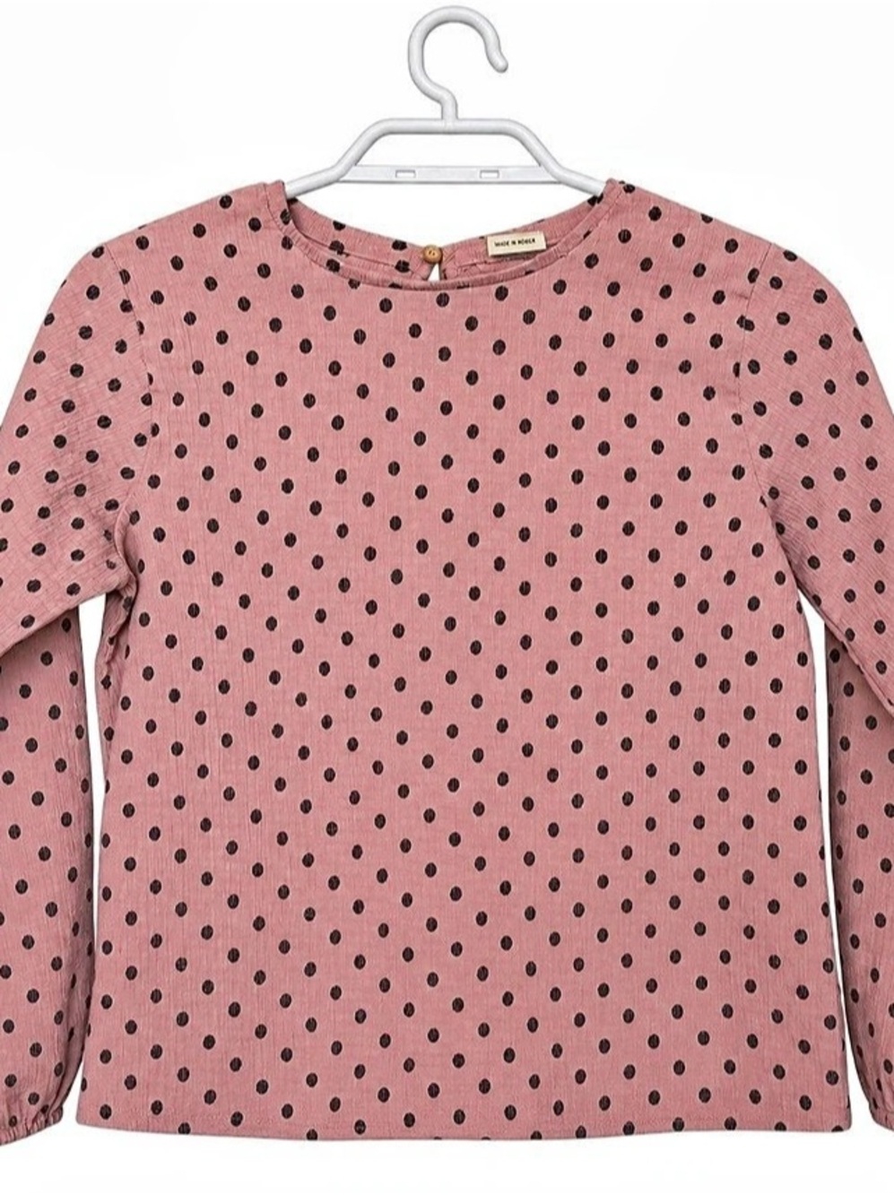 Zara Kids Girls Dusty Rose Polka Dot Long Sleeve Blouse Size 10 / 140